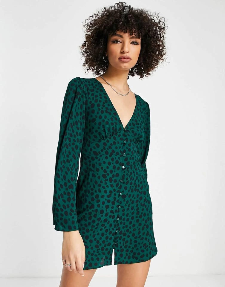 Animal Print Summer Mini Dress with 70s Flare Sleeves - photo 2
