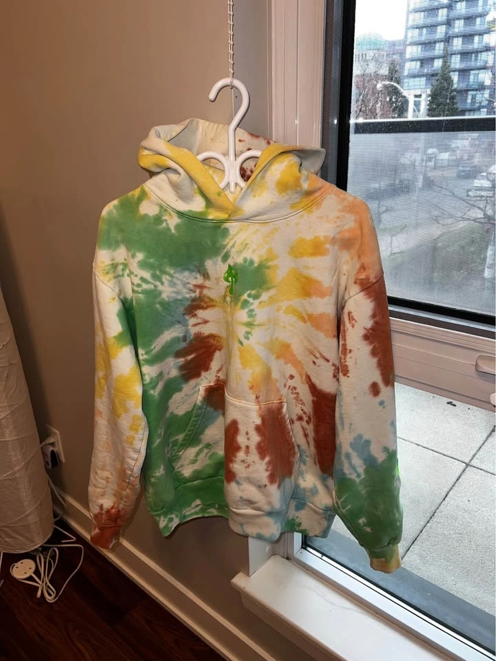 Custom Tie-Dye Hoodie w/ Mushroom Embroidery - photo 2