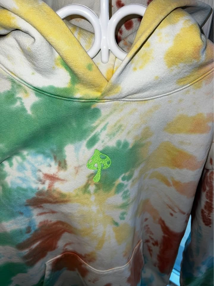 Custom Tie-Dye Hoodie w/ Mushroom Embroidery - photo 3