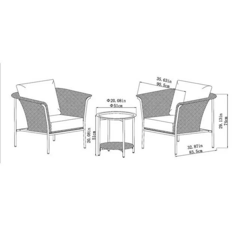 Beautiful 3PC Outdoor Patio Conversation Set – Brand New - photo 2