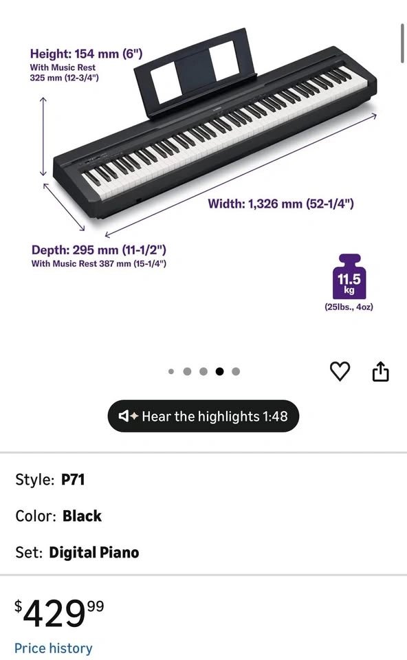 Yamaha P71 88-Key Weighted Digital Piano - Full Set - photo 4