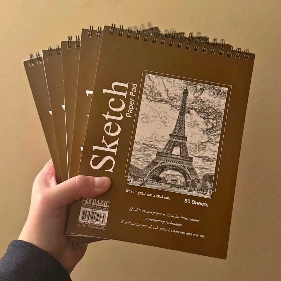 Set of 5 Sketch Pads, 50 Sheet, 6" X 8", Top Bound Spiral Sketch