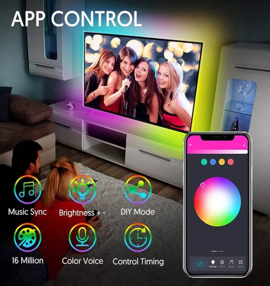 BRAND NEW Smart TV LED Backlights, 9.8ft WiFi Strip Lights Compa - photo 3