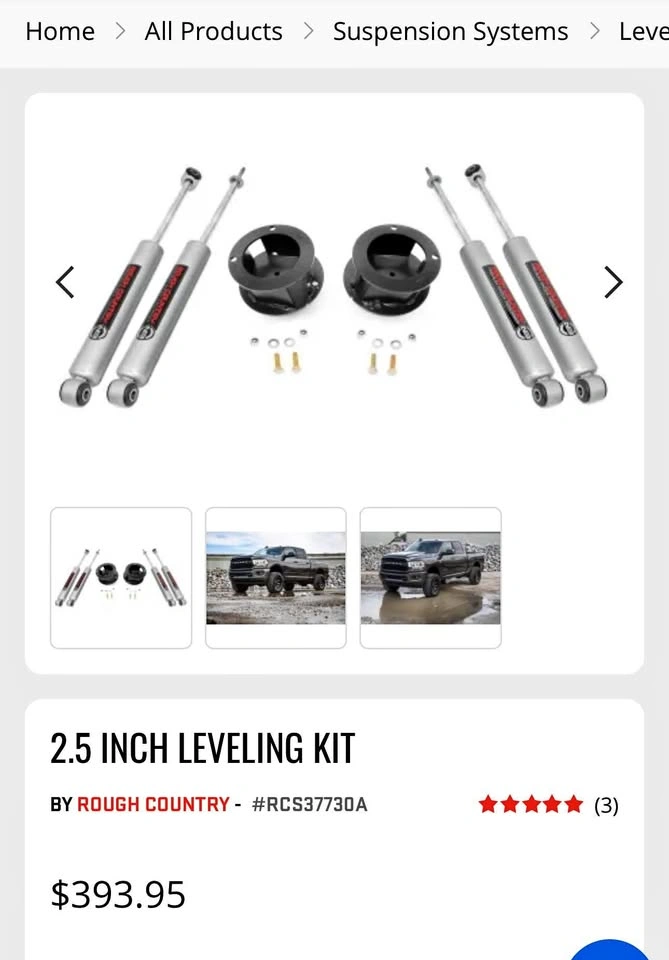 Rough Country 2.5" Leveling Kit w/ Shocks for Ram 2500/3500