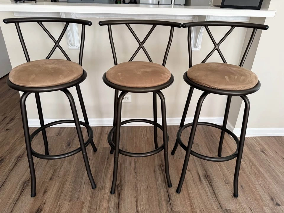 3 Spinning Metal Bar Stools - photo 2