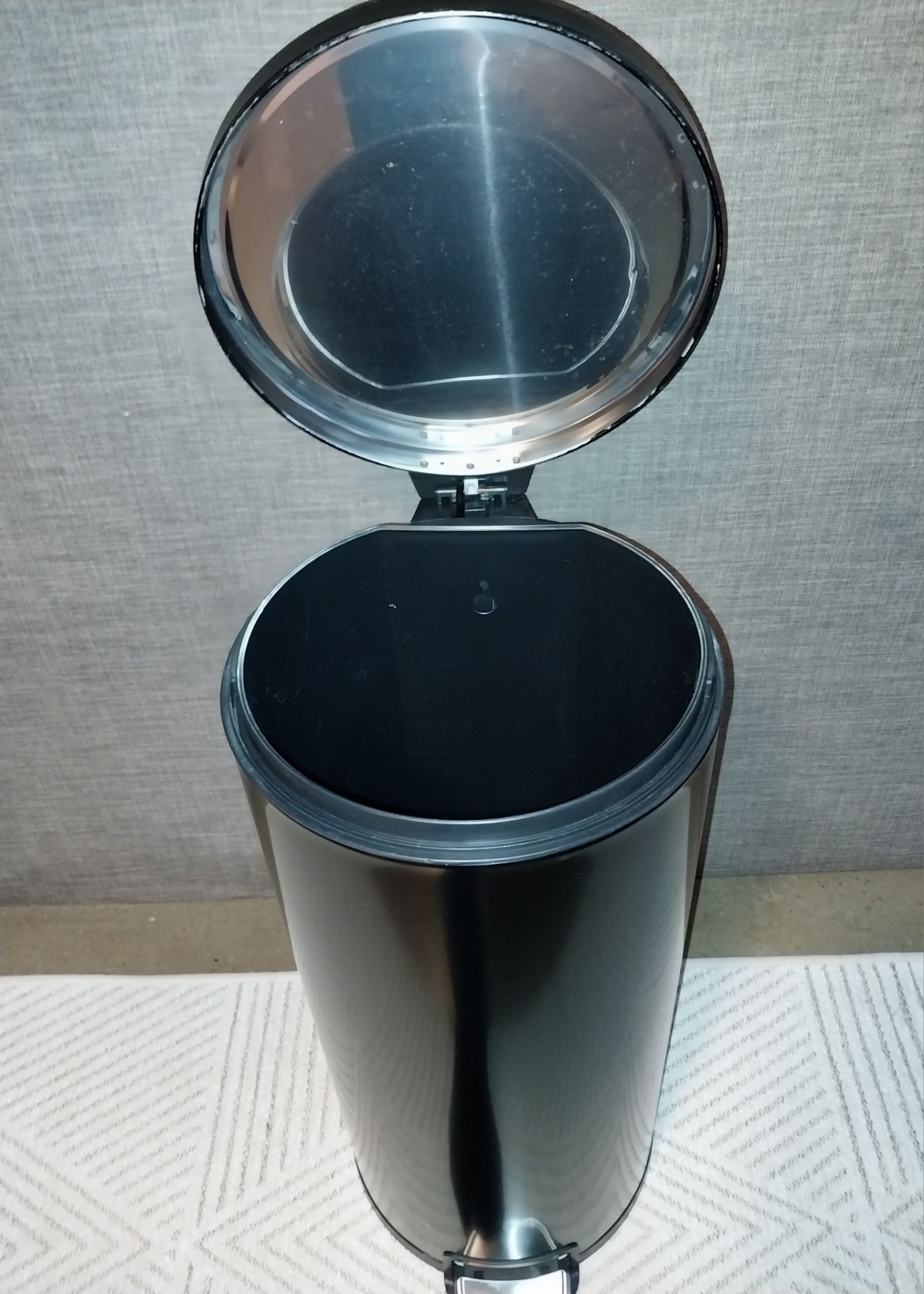 Tall Black Steel Step-Can - photo 3