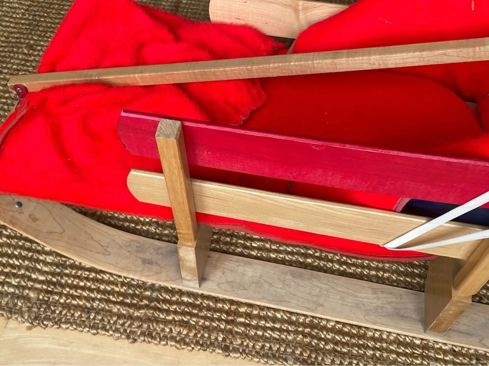 Wooden Baby Pull Sled with Red warm fuzzy Liner - photo 2