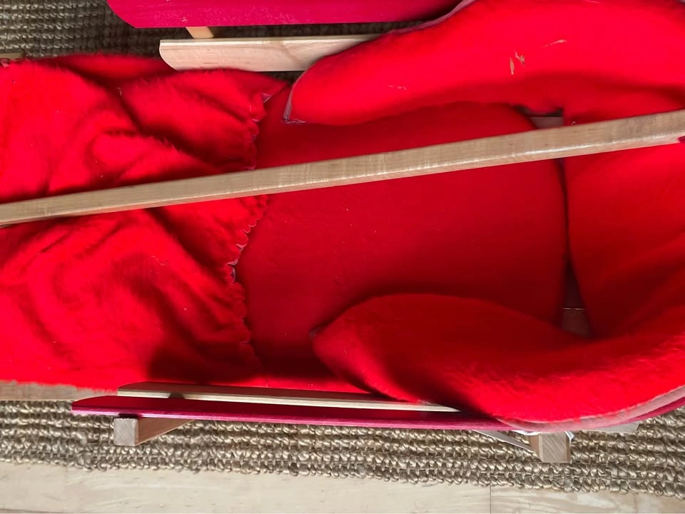Wooden Baby Pull Sled with Red warm fuzzy Liner - photo 3