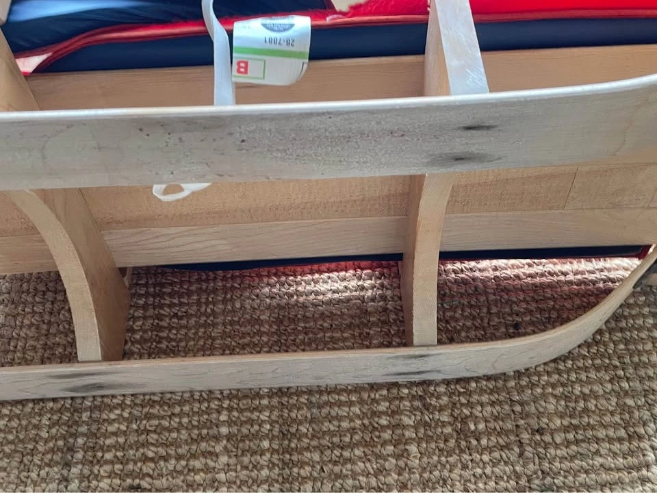 Wooden Baby Pull Sled with Red warm fuzzy Liner - photo 4