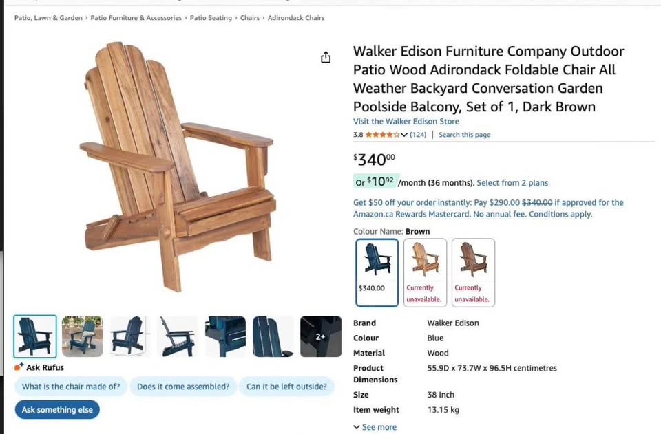 Set of 2 Solid Acacia Wood Muskoka Chairs - Brand New - photo 2