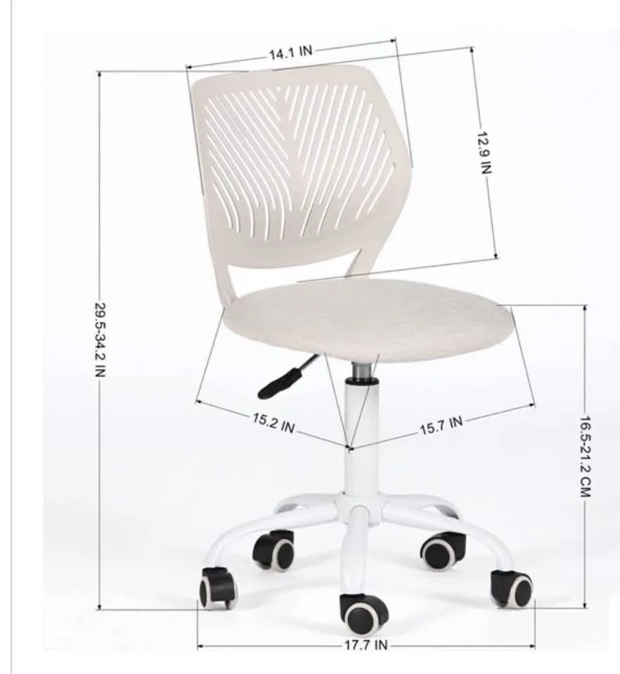 Kids Swivel Chair - Beige Upholstered, Adjustable image indicator(3)