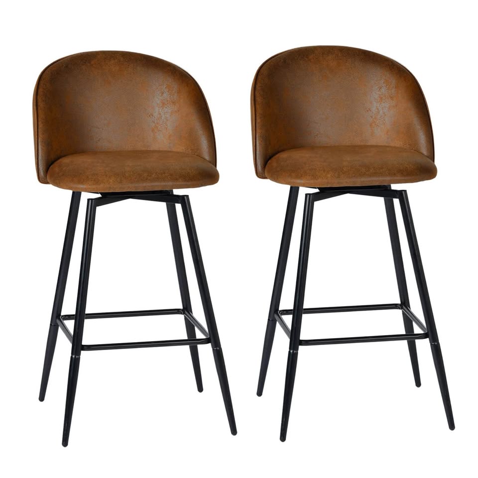 Brown Fabric 26" Swivel Counter Height Bar Stools Set of 2 - photo 3