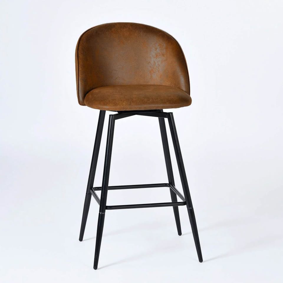 Brown Fabric 26" Swivel Counter Height Bar Stools Set of 2 - photo 4