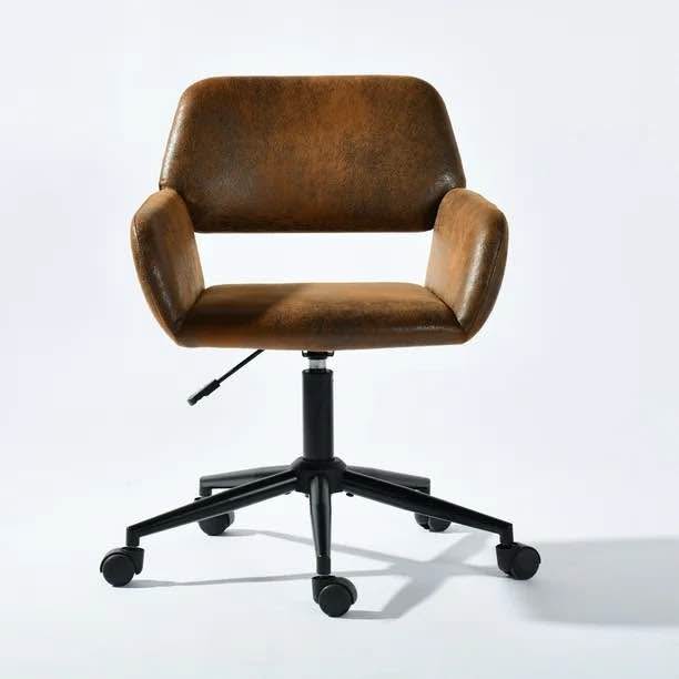 Adjustable Swivel Desk Chair, Suede Brown - photo 5