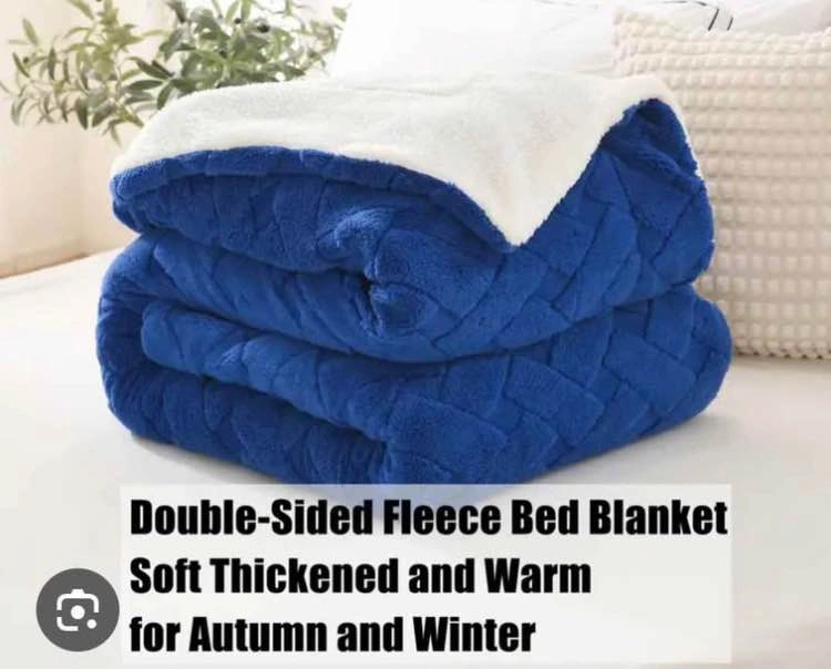 Brand new luxury velvet smooth and cozy blue double layer warm b - photo 2