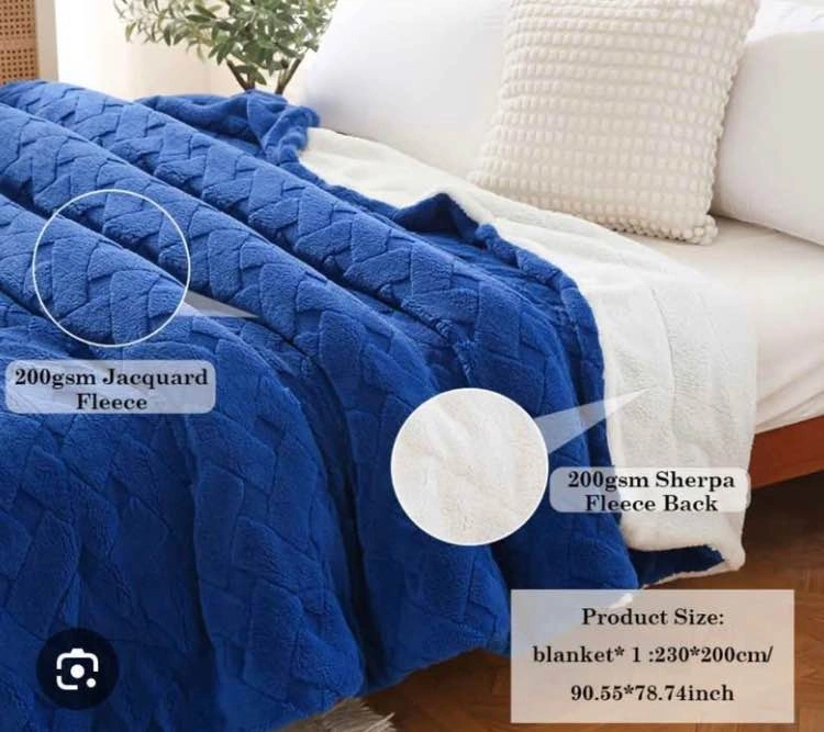 Brand new luxury velvet smooth and cozy blue double layer warm b - photo 3