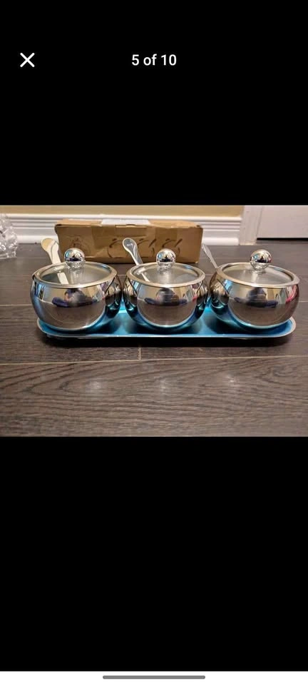 Brand new stainless steel durable seasoning set with glass lid a