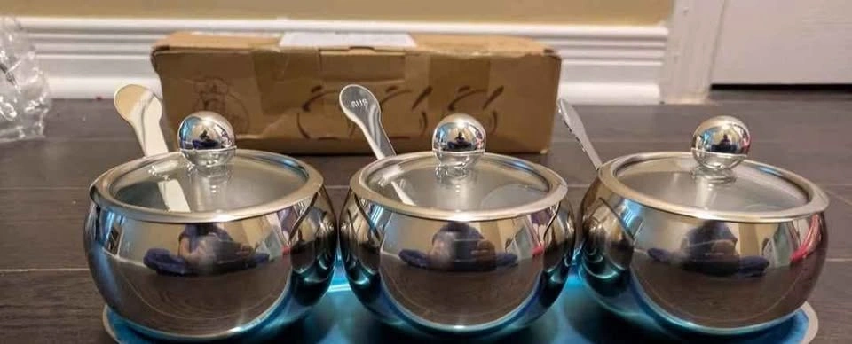 Brand new stainless steel durable seasoning set with glass lid a - photo 2