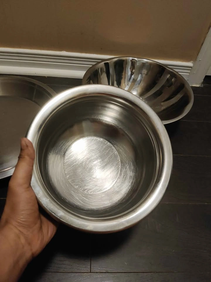 Used good large capacity 3 stainless steel bowls and plates - photo 5