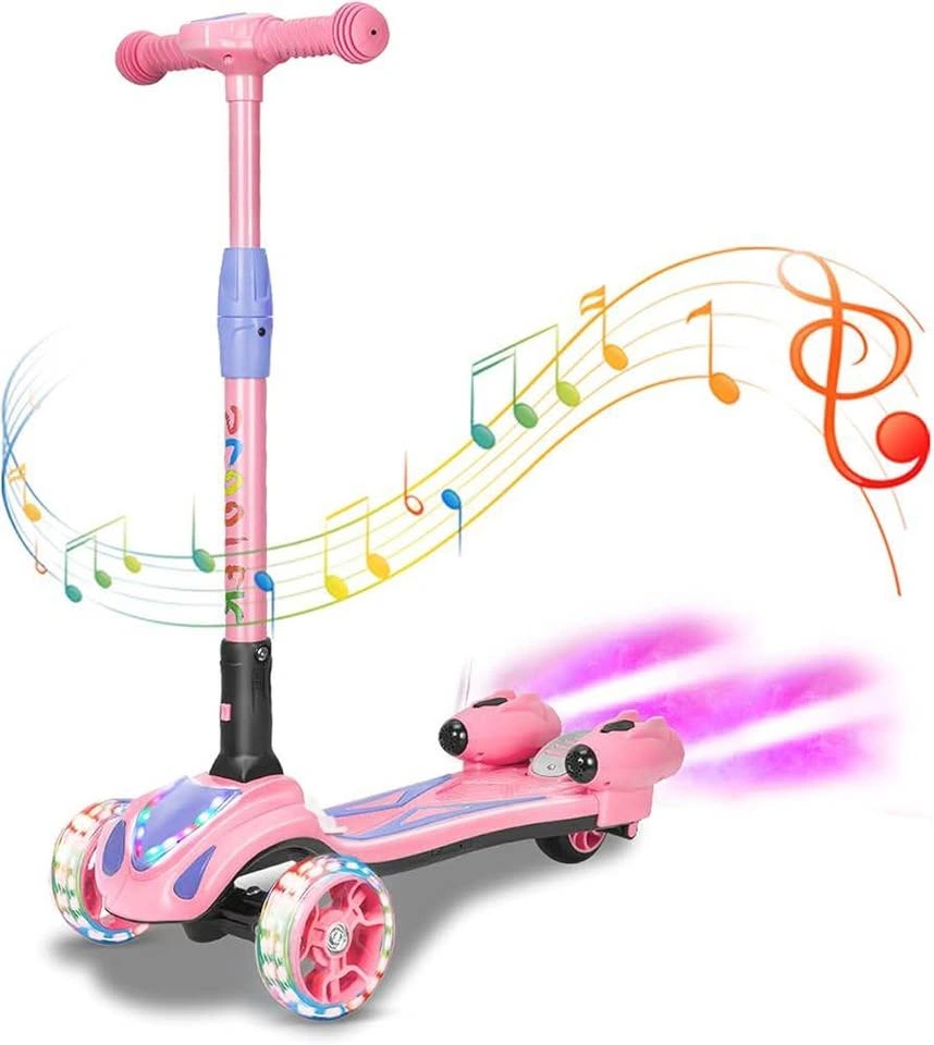 Pink 3-Wheel Kids Scooter with Light-Up Wheels - photo 2