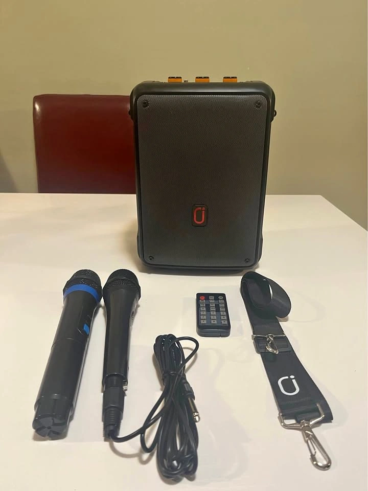 HWWR Karaoke Machine Bluetooth Speaker w/ 2 Mics