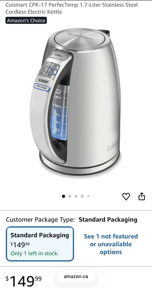 Cuisinart PerfecTemp Stainless Steel Cordless Electric Kettle - photo 2