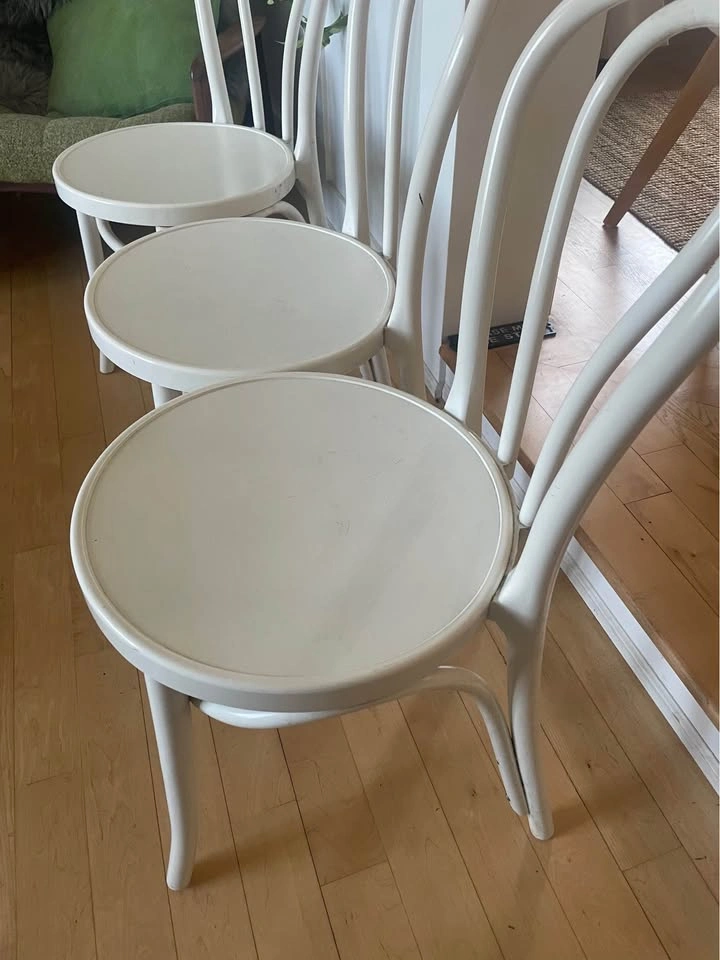 Set of 3 White iconic IKEA Dining Chairs - photo 2