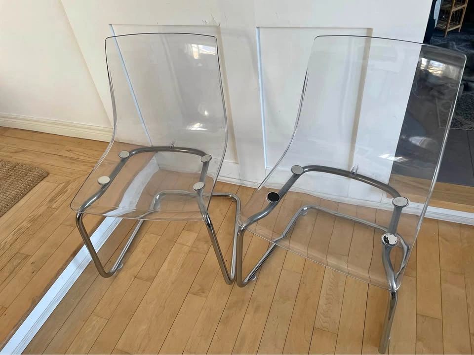 Set of 2 IKEA Tobias Clear Chrome Chairs