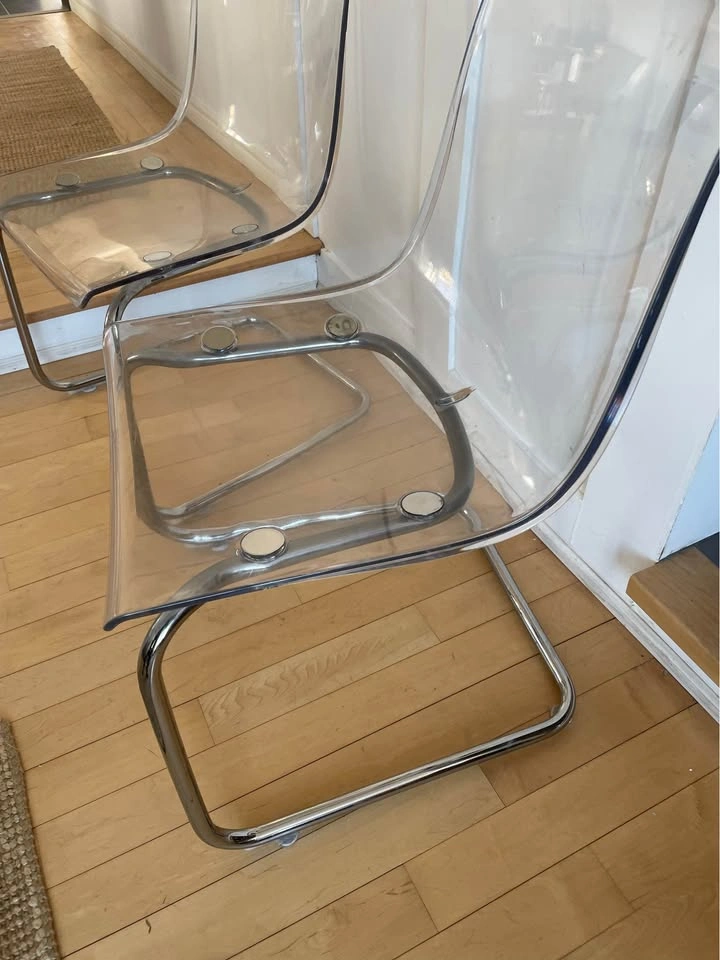 Set of 2 IKEA Tobias Clear Chrome Chairs - photo 2