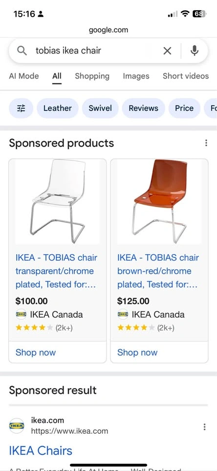 Set of 2 IKEA Tobias Clear Chrome Chairs - photo 3