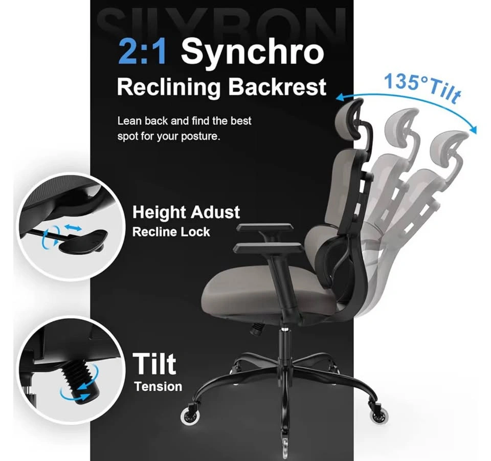 Comfortable Beige Ergonomic Office Chair with Headrest & Armrest - photo 3