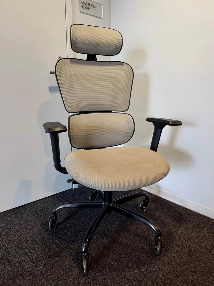 Comfortable Beige Ergonomic Office Chair with Headrest & Armrest - photo 4