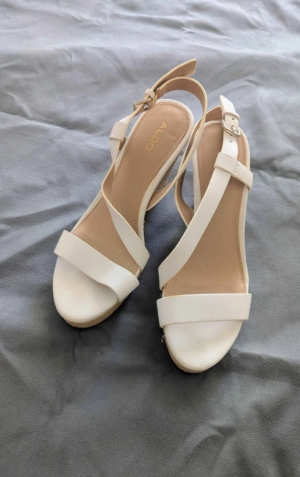 ALDO White Raffia Wedge Sandals - photo 2