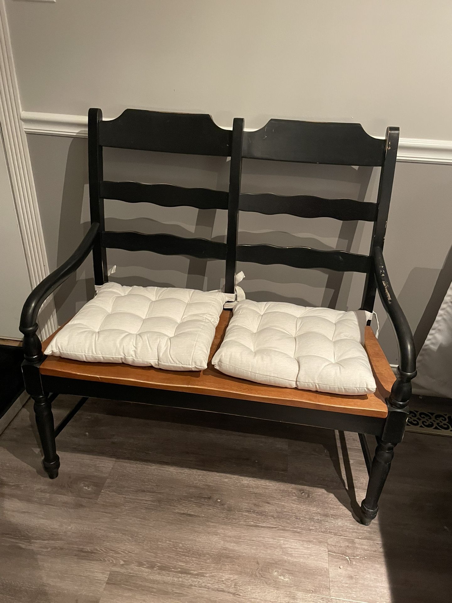 Rustic Entryway Set – Wood Bench + 2 Black End Tables - photo 3