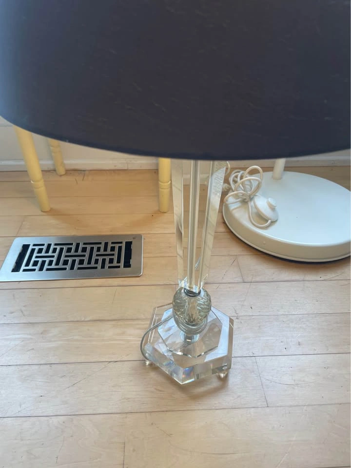 27" Modern Crystal Table Lamp Dark Grey Shade - photo 2
