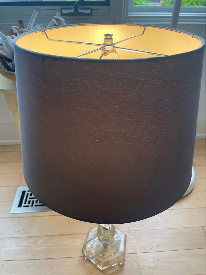 27" Modern Crystal Table Lamp Dark Grey Shade - photo 3