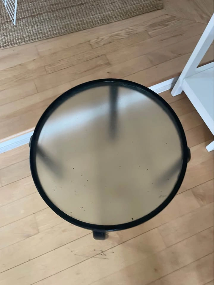 16x18" Round Black Patio Side Table w/ Frosted Glass - photo 2