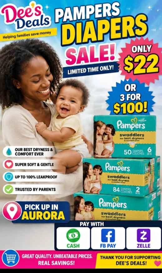 Pampers Diapers Sale $22 a box