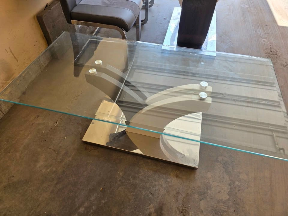 Modern Glass Dining Table with 4 Chairs & Coffee Table - photo 4