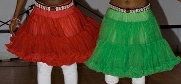 5 VINTAGE PETTICOATS: RED, GREEN