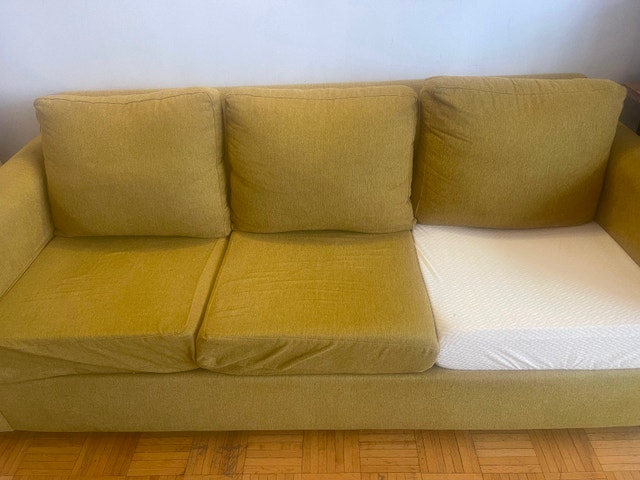 3 Seater Yellowish Green Fabric Sofa - photo 2