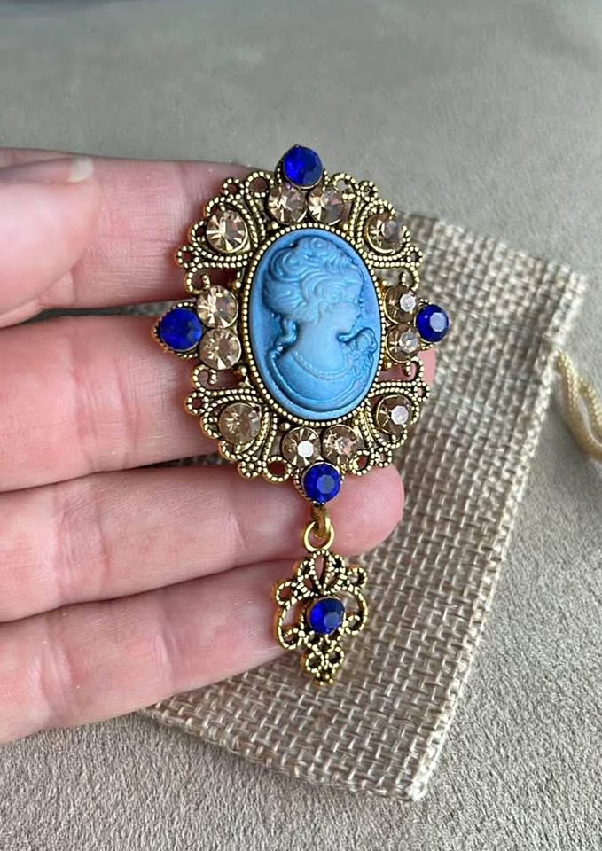 Blue Cameo Brooch