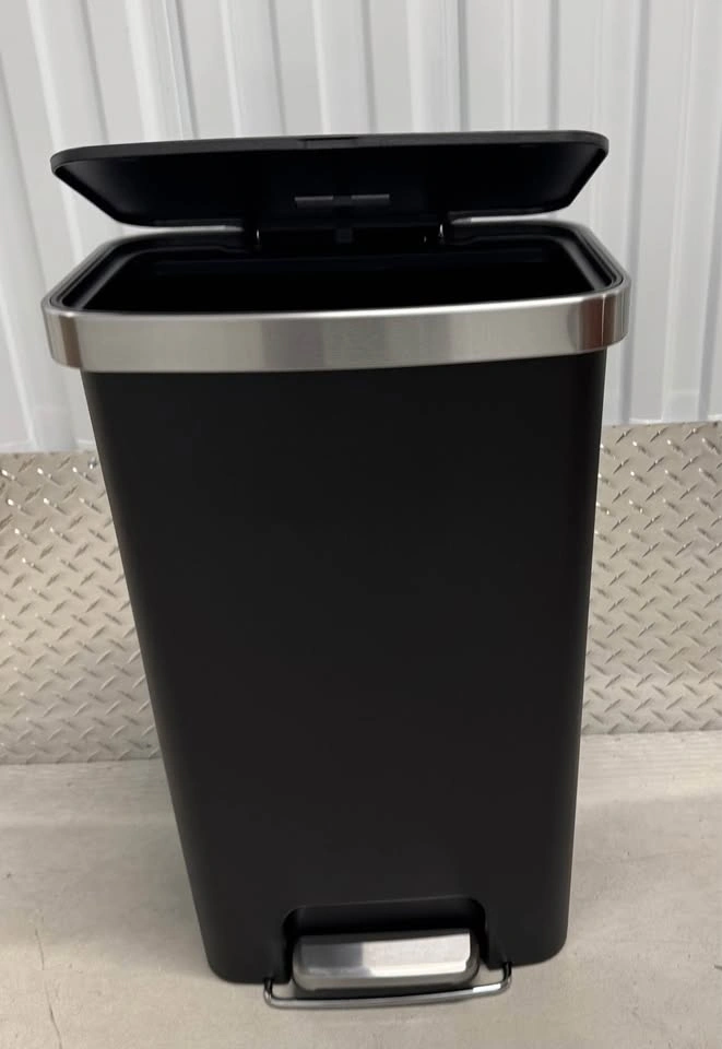 45L Black Plastic Trash Can - photo 2