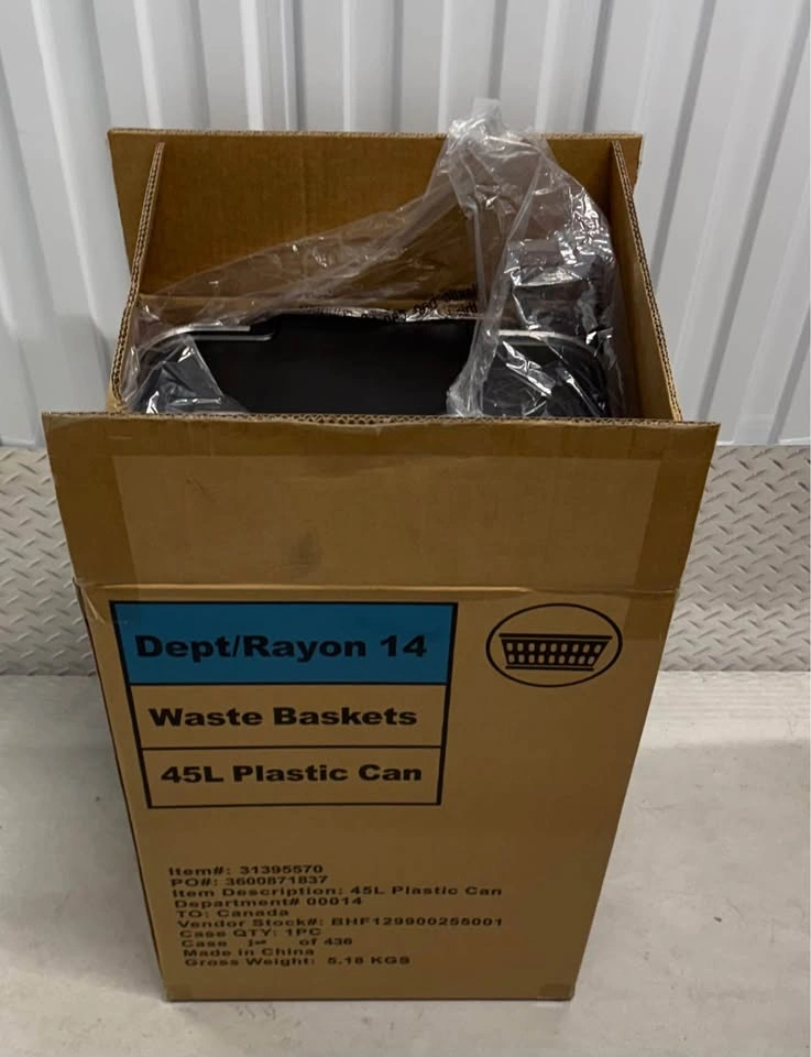 45L Black Plastic Trash Can - photo 4