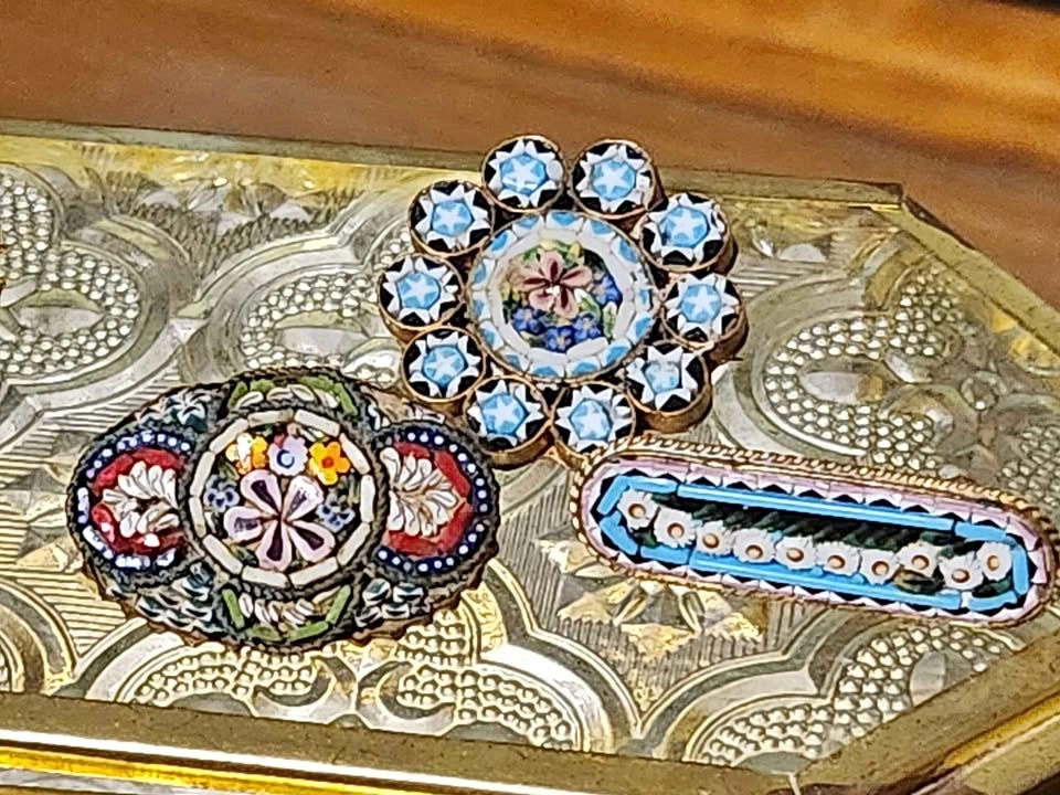Mid Century Micromosaic Brooches, 3 Available