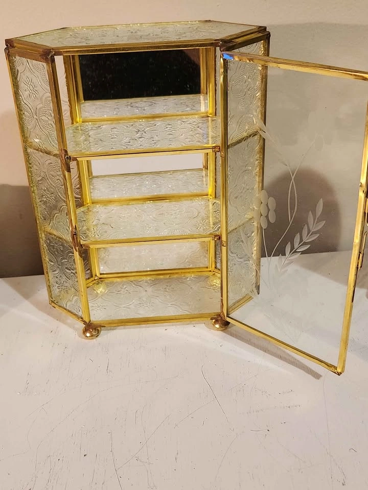 Vintage Brass and Glass Tabletop Curio Cabinet - photo 2