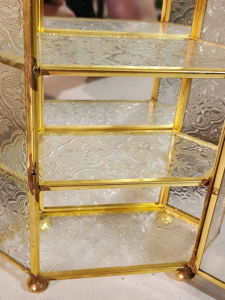 Vintage Brass and Glass Tabletop Curio Cabinet - photo 3
