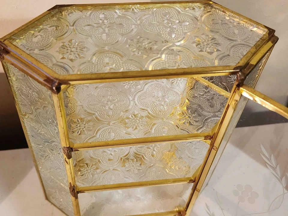 Vintage Brass and Glass Tabletop Curio Cabinet - photo 4