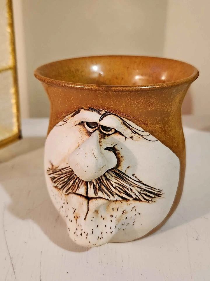 Vintage Studio Pottery Mug with Face