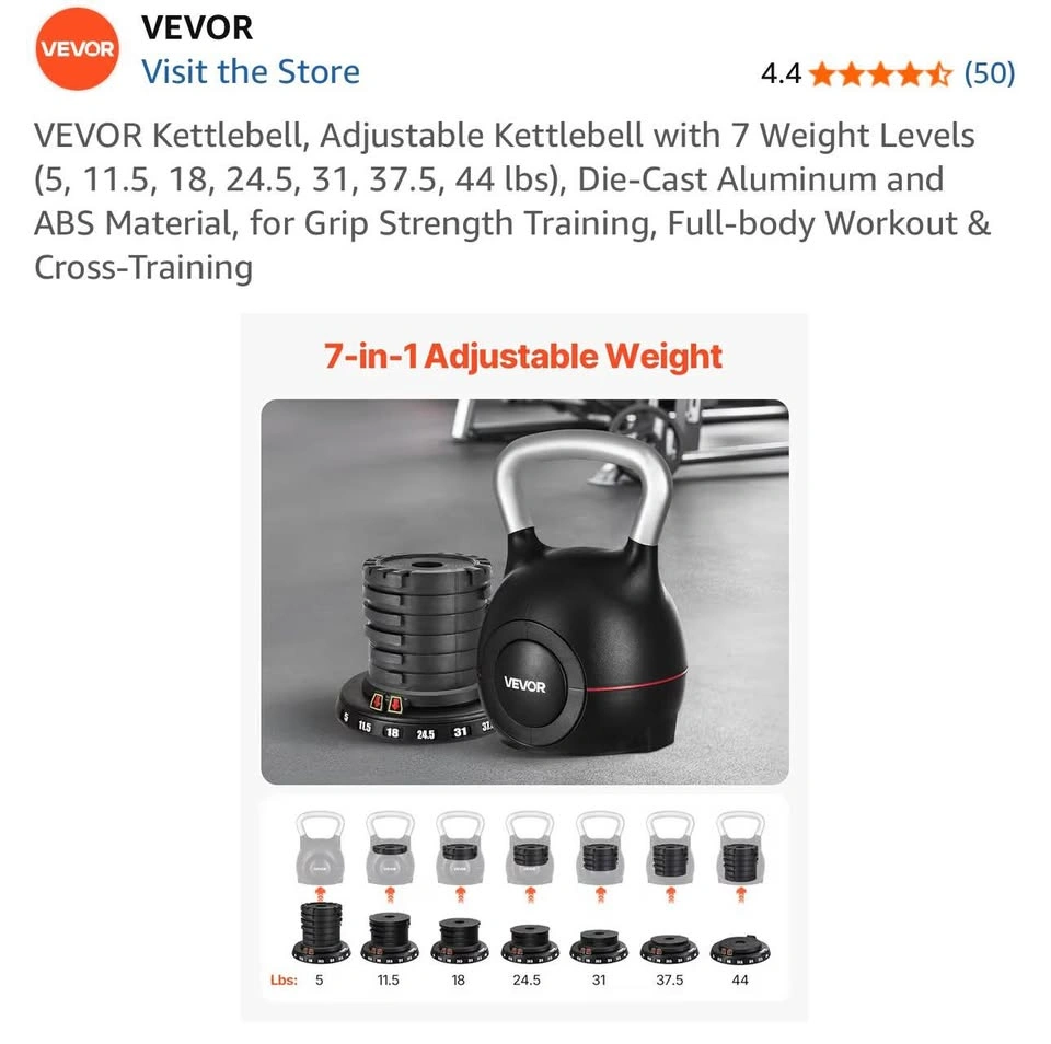 Adjustable Kettle Bell 5lbs to 44lbs. Practically New! - photo 4